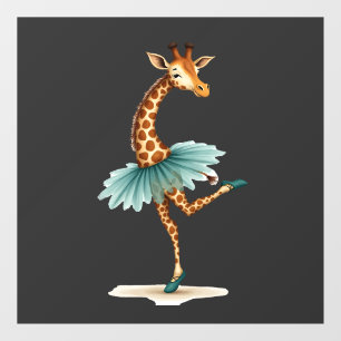 Autocollant Pour Fenêtre Girafe mignonne en tutu dansant en ballerine, gif