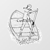Autocollant Pour Fenêtre Girl Power Sculling Boat Thunder_Cove (Feuille)