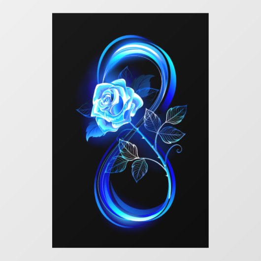 Autocollant Pour Fenêtre Glowing infinity with blue rose (Feuille)