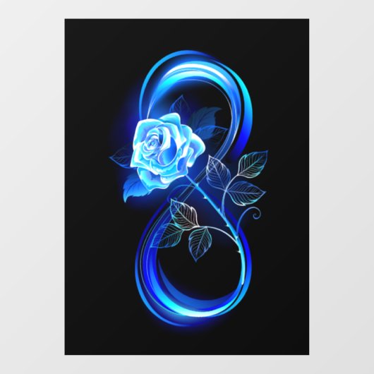 Autocollant Pour Fenêtre Glowing infinity with blue rose (Feuille)