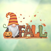 Autocollant Pour Fenêtre Gnome d'automne mignonne avec Feuilles d'érable (Feuille 3)