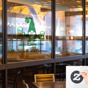 Autocollant Pour Fenêtre Gnome de la Saint-Patrick avec chope de bière