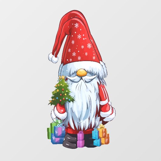 Autocollant Pour Fenêtre Gnome Gonk De Noël Habillé En Tenue Festive (Feuille)