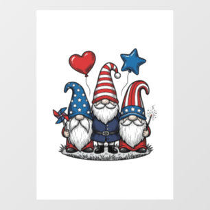 Autocollant Pour Fenêtre Gnome patriotique gravure vintage design vectoriel