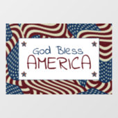 Autocollant Pour Fenêtre God Bless America Red White Blue Flags (Feuille)
