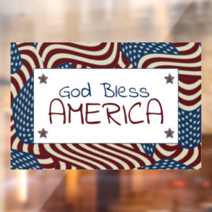 Autocollant Pour Fenêtre God Bless America Red White Blue Flags