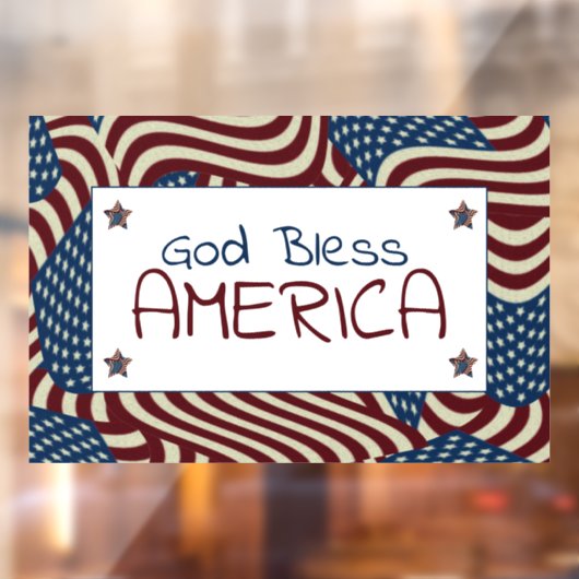 Autocollant Pour Fenêtre God Bless America Red White Blue Flags (Feuille 2)
