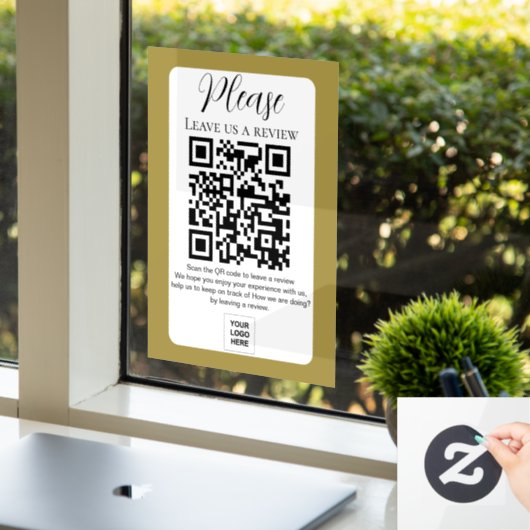 Autocollant Pour Fenêtre Gold Laissez-nous un avis QR code (Bureau)