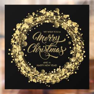 Autocollant Pour Fenêtre Gold Stars Joyeux Noël Noir