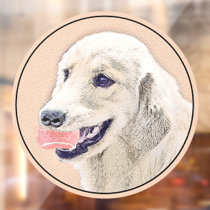 Autocollant Pour Fenêtre Golden Retriever avec Tennis Ball Peinture Chien A