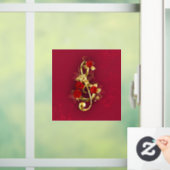 Autocollant Pour Fenêtre Golden Treble Clef avec fleurs Roses (Maison)