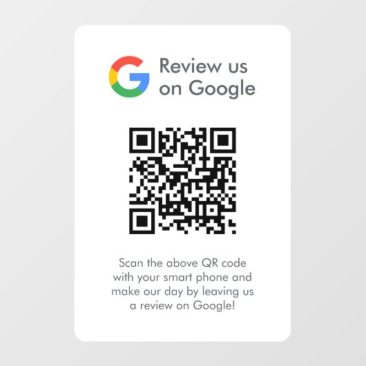 Autocollant Pour Fenêtre Google Avis | Business Review Link QR Code (Feuille)