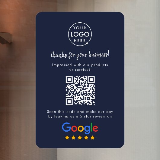 Autocollant Pour Fenêtre Google Avis | Business Review Link QR Code Marine