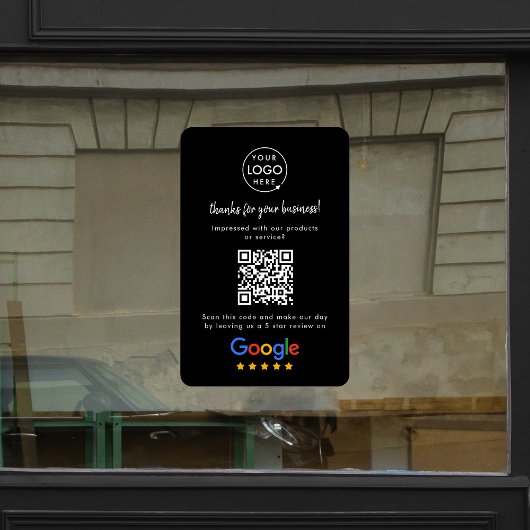 Autocollant Pour Fenêtre Google Avis Business Review Link QR Code noir