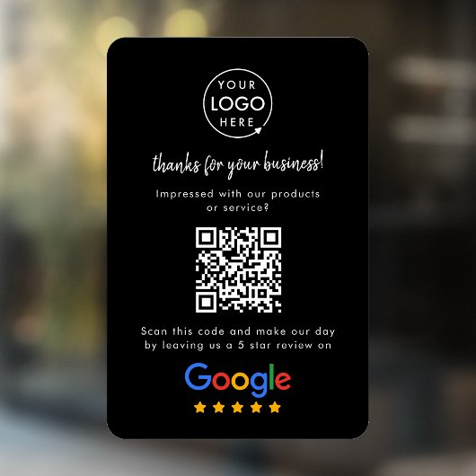 Autocollant Pour Fenêtre Google Avis Business Review Link QR Code noir