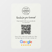 Autocollant Pour Fenêtre Google Avis | Code QR de lien de critique d'entrep (Feuille)