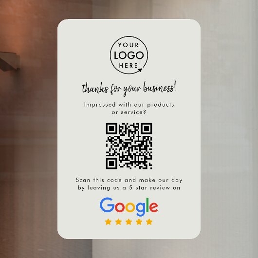 Autocollant Pour Fenêtre Google Avis | Code QR de lien de critique d'entrep