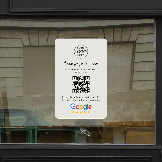 Autocollant Pour Fenêtre Google Avis | Code QR de lien de révision d'entrep