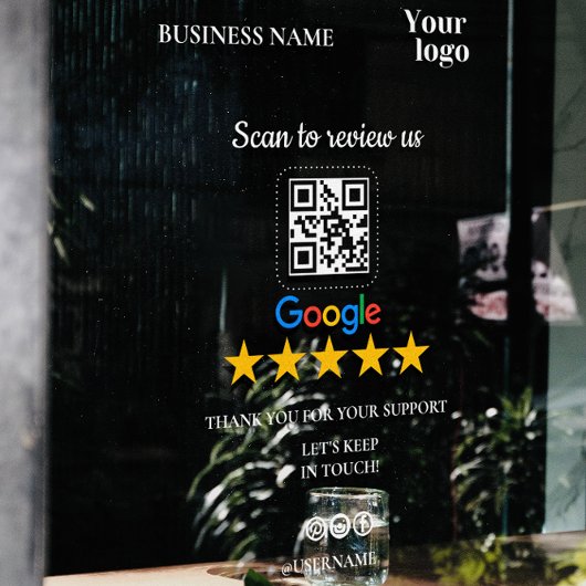 Autocollant Pour Fenêtre Google Avis Mon entreprise Ajouter un logo Code QR