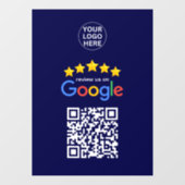Autocollant Pour Fenêtre Google Business Avis 5 étoiles Qr Code Marine Bleu (Feuille)