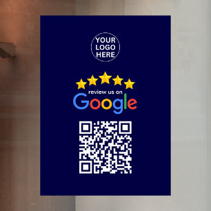 Autocollant Pour Fenêtre Google Business Avis 5 étoiles Qr Code Marine Bleu