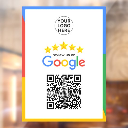 Autocollant Pour Fenêtre Google Business Review 5 Star Qr Code (Feuille 2)
