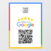 Autocollant Pour Fenêtre Google Business Review 5 Star Qr Code (Feuille)