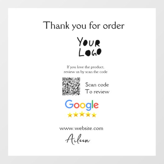 Autocollant Pour Fenêtre Google examen logo entreprise site Web scanner cod (Feuille)