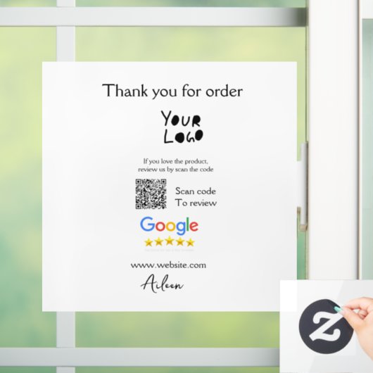 Autocollant Pour Fenêtre Google examen logo entreprise site Web scanner cod (Maison)