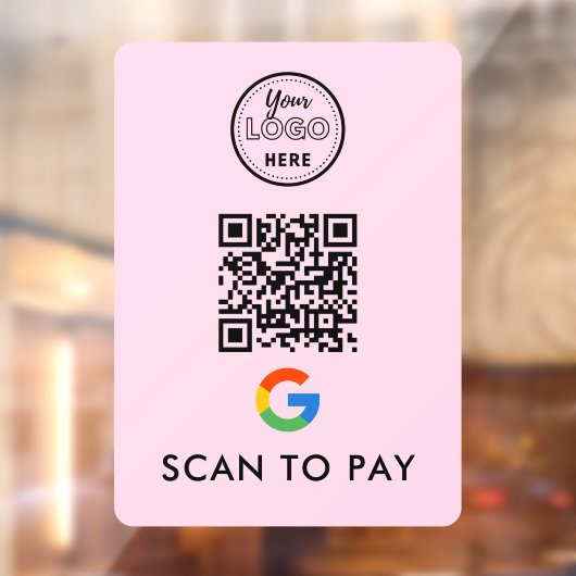 Autocollant Pour Fenêtre Google Pay QR Code Scan pour payer Logo moderne ro (Feuille 2)