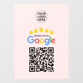 Autocollant Pour Fenêtre Google Review Business 5 étoiles Qr Code Blush ros (Feuille)