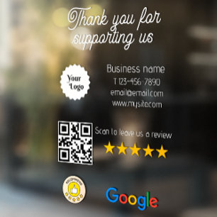 Autocollant Pour Fenêtre Google Review My Business Black Qr Code Logo