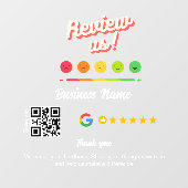 Autocollant Pour Fenêtre Google Review My Business Merci Qr Code (Feuille)