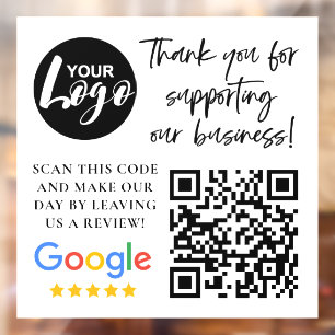 Autocollant Pour Fenêtre Google Reviews Merci Logo Code QR