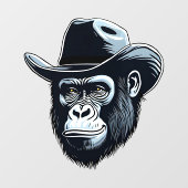Autocollant Pour Fenêtre Gorilla Cowboy (Feuille)