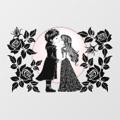 Autocollant Pour Fenêtre Gothique Emo Enfants Kiss Valentine's Day (Feuille)