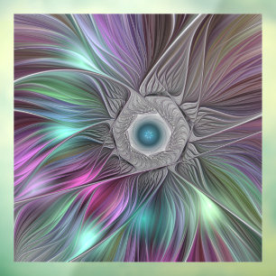 Autocollant Pour Fenêtre Grande Fleur colorée Abstraite Trippy Fractal Art