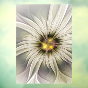 Autocollant Pour Fenêtre Grande fleur d'ivoire, art fractal moderne abstrai