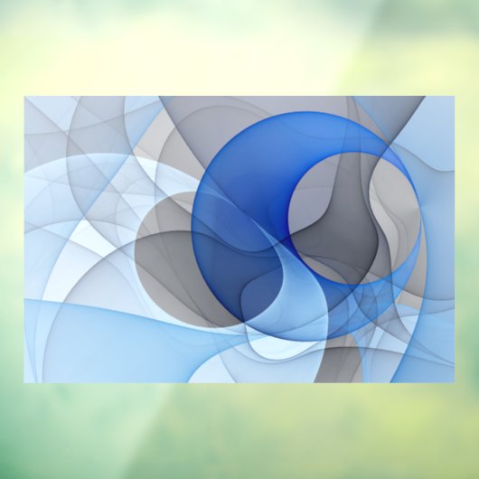 Autocollant Pour Fenêtre Graphique d'art fractal gris bleu Abstrait moderne (Feuille 3)