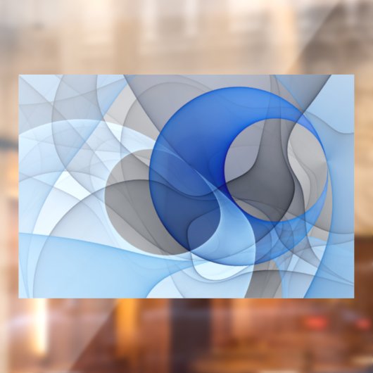 Autocollant Pour Fenêtre Graphique d'art fractal gris bleu Abstrait moderne (Feuille 2)