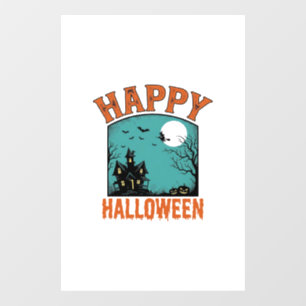 Autocollant Pour Fenêtre Gravure Vintage Joyeux Halloween Maison Hantée De