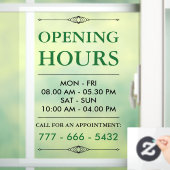 Autocollant Pour Fenêtre Green Elegant Small Business Heures d'ouverture Nu (Maison)