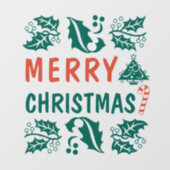 Autocollant Pour Fenêtre Green Red Joyeux Noël Holly (Feuille)