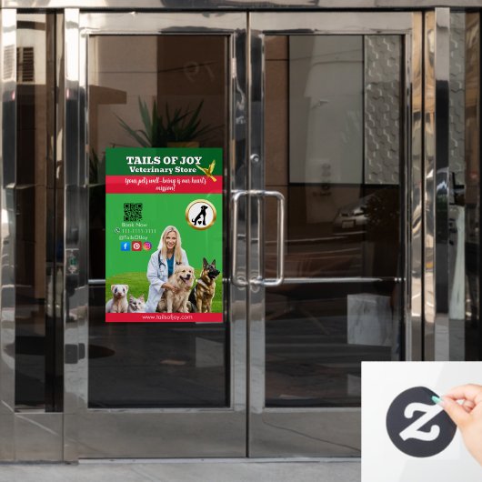 Autocollant Pour Fenêtre  Green White Pet Store Business (Porte de bureau)