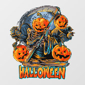 Autocollant Pour Fenêtre Grim Reaper Halloween Citrouille Head (Feuille)