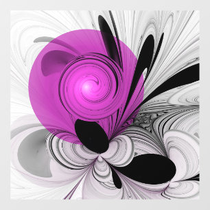 Autocollant Pour Fenêtre Gris Noir Abstrait Avec Art Fractal Magenta