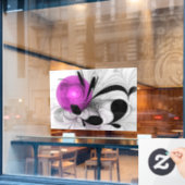 Autocollant Pour Fenêtre Gris Noir Abstrait Avec Art Fractal Magenta (Fenêtre de café)