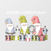 Autocollant Pour Fenêtre Gros elfes de Père Noël de Noël avec ornements (Feuille)