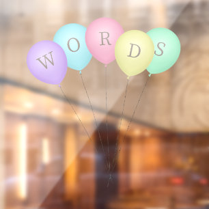 Autocollant Pour Fenêtre Groupe de 5 ballons de couleur arc-en-ciel Texte p