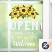 Autocollant Pour Fenêtre Groupe de tournesols brillants Heures d'ouverture  (Maison)